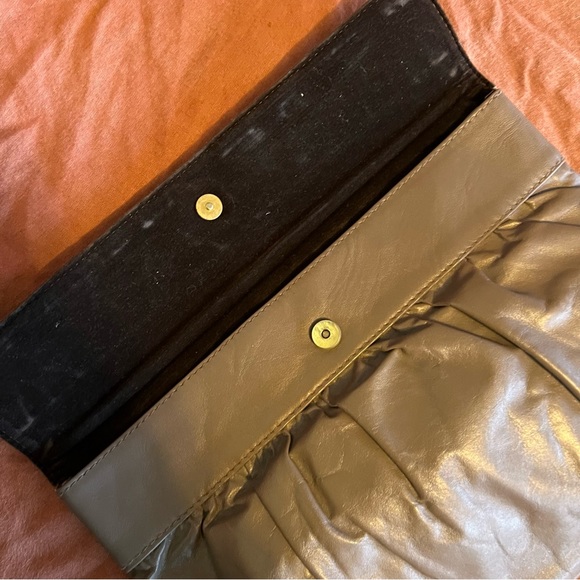 Vintage Cuir Veritable big leather taupe brown clutch - Picture 3 of 6